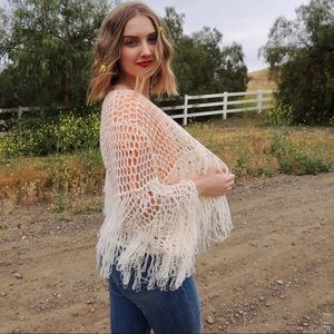 Fringe Open Knit Cardigan